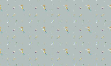 Farklı aksesuarlara sahip renkli arkaplan