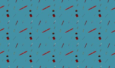 Farklı aksesuarlara sahip renkli arkaplan