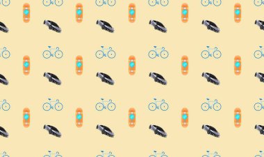 Farklı aksesuarlara sahip renkli arkaplan