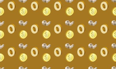 Farklı aksesuarlara sahip renkli arkaplan