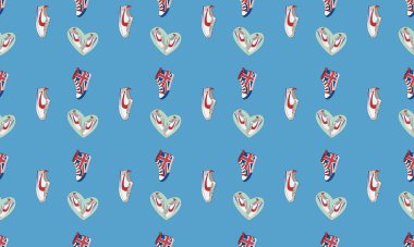 Farklı aksesuarlara sahip renkli arkaplan