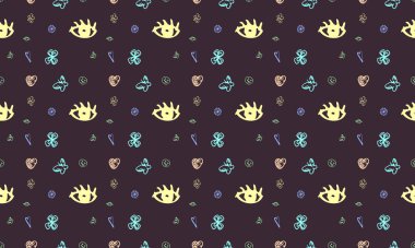 Farklı aksesuarlara sahip renkli arkaplan