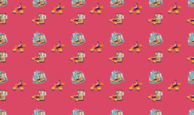 Farklı aksesuarlara sahip renkli arkaplan