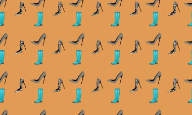 Farklı aksesuarlara sahip renkli arkaplan