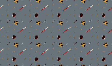 Farklı aksesuarlara sahip renkli arkaplan