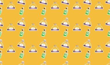 Farklı aksesuarlara sahip renkli arkaplan