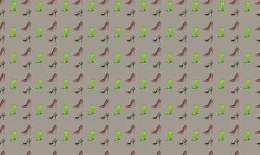 Farklı aksesuarlara sahip renkli arkaplan