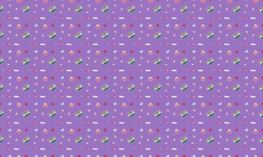 Farklı aksesuarlara sahip renkli arkaplan