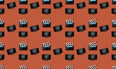 Farklı aksesuarlara sahip renkli arkaplan