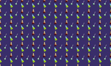 Farklı aksesuarlara sahip renkli arkaplan