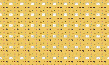 Farklı aksesuarlara sahip renkli arkaplan