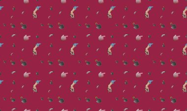 Farklı aksesuarlara sahip renkli arkaplan