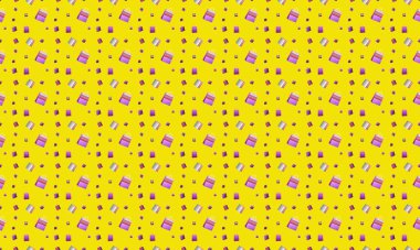 Farklı aksesuarlara sahip renkli arkaplan