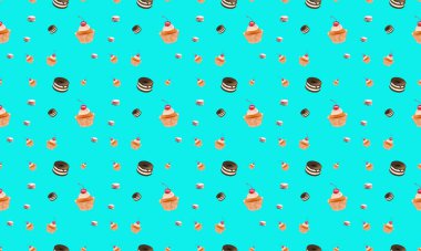 Farklı aksesuarlara sahip renkli arkaplan