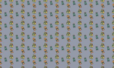 Farklı aksesuarlara sahip renkli arkaplan