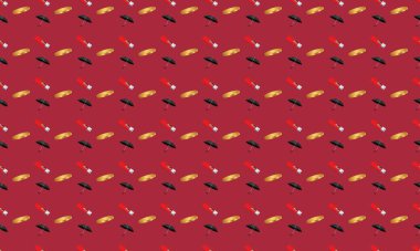 Farklı aksesuarlara sahip renkli arkaplan