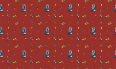 Farklı aksesuarlara sahip renkli arkaplan