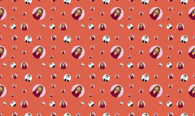 Farklı aksesuarlara sahip renkli arkaplan