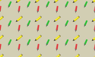 Farklı aksesuarlara sahip renkli arkaplan