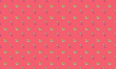 Farklı aksesuarlara sahip renkli arkaplan