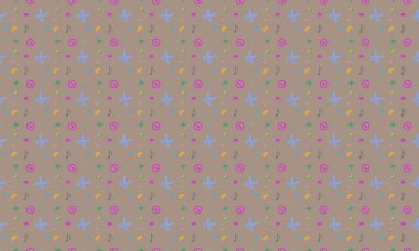 Farklı aksesuarlara sahip renkli arkaplan