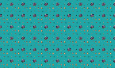 Farklı aksesuarlara sahip renkli arkaplan