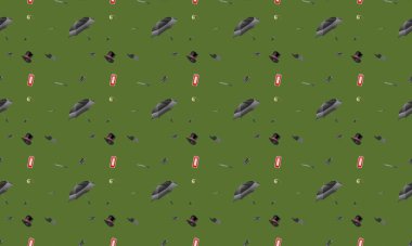 Farklı aksesuarlara sahip renkli arkaplan