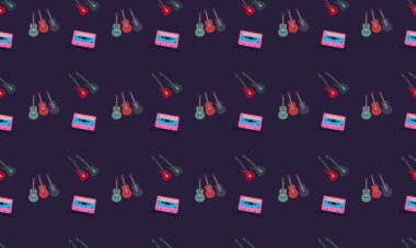 Farklı aksesuarlara sahip renkli arkaplan