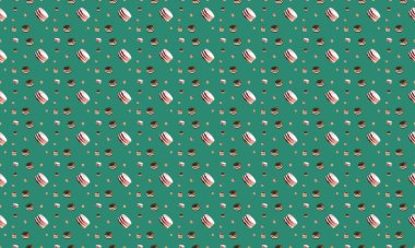 Farklı aksesuarlara sahip renkli arkaplan