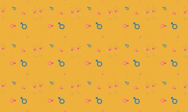 Farklı aksesuarlara sahip renkli arkaplan