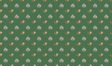 Farklı aksesuarlara sahip renkli arkaplan