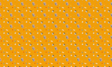 Farklı aksesuarlara sahip renkli arkaplan