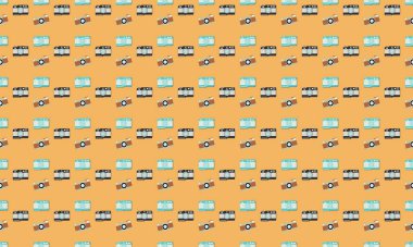 Farklı aksesuarlara sahip renkli arkaplan