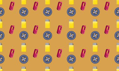 Farklı aksesuarlara sahip renkli arkaplan