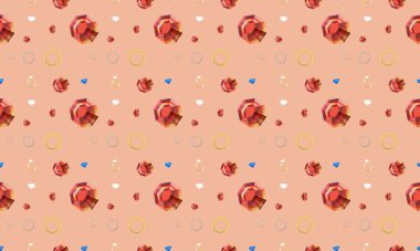 Farklı aksesuarlara sahip renkli arkaplan