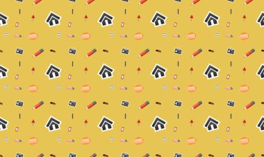 Farklı aksesuarlara sahip renkli arkaplan