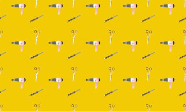 Farklı aksesuarlara sahip renkli arkaplan