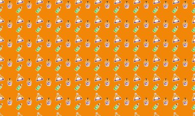 Farklı aksesuarlara sahip renkli arkaplan