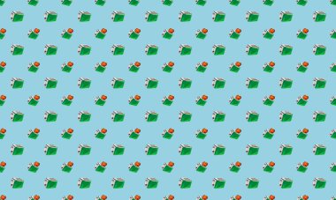 Farklı aksesuarlara sahip renkli arkaplan