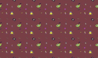 Farklı aksesuarlara sahip renkli arkaplan