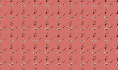 Farklı aksesuarlara sahip renkli arkaplan