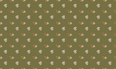 Farklı aksesuarlara sahip renkli arkaplan