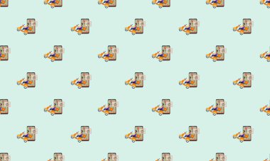 Farklı aksesuarlara sahip renkli arkaplan