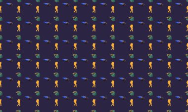 Farklı aksesuarlara sahip renkli arkaplan