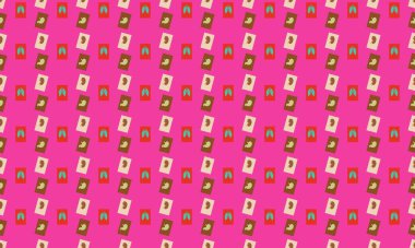 Farklı aksesuarlara sahip renkli arkaplan