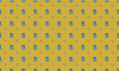 Farklı aksesuarlara sahip renkli arkaplan