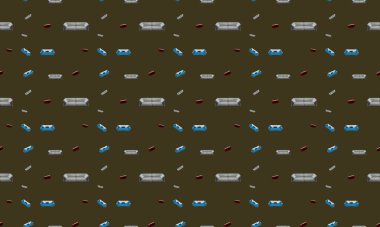 Farklı aksesuarlara sahip renkli arkaplan