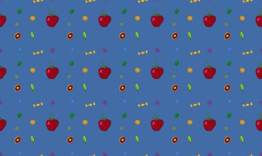 Farklı aksesuarlara sahip renkli arkaplan