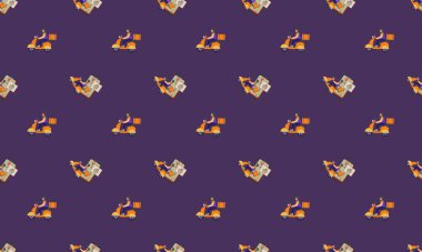 Farklı aksesuarlara sahip renkli arkaplan