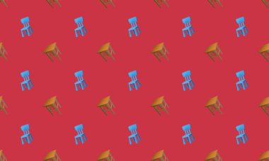 Farklı aksesuarlara sahip renkli arkaplan